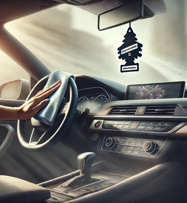 DALL·E 2025-03-17 15.42.07 - A clean and fresh car interior with a modern, stylish design. The dashboard, seats, and windshield appear spotless, with a soft, natural light enhanci