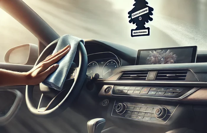 DALL·E 2025-03-17 15.42.07 - A clean and fresh car interior with a modern, stylish design. The dashboard, seats, and windshield appear spotless, with a soft, natural light enhanci