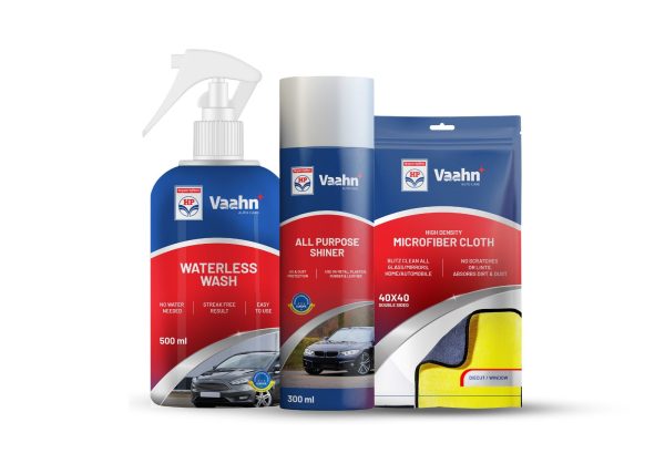 Exterior Quick Clean & Shine Combo – Waterless Wash + All Purpose Shiner + Microfiber Cloth (340 GSM)