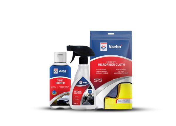Interior Cleaning Combo – Interior Cleaner + 3-in-1 Shiner + Microfiber Cloth (340 GSM)